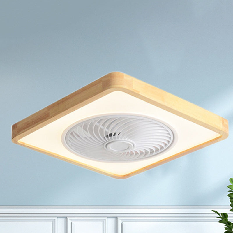 Sleek Modern Wood-Geometric LED Ceiling Fan Light — Semi-Flush Mount