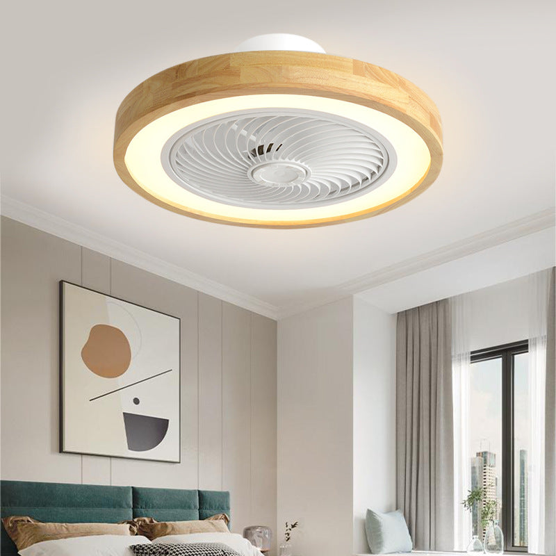 Sleek Modern Wood-Geometric LED Ceiling Fan Light — Semi-Flush Mount