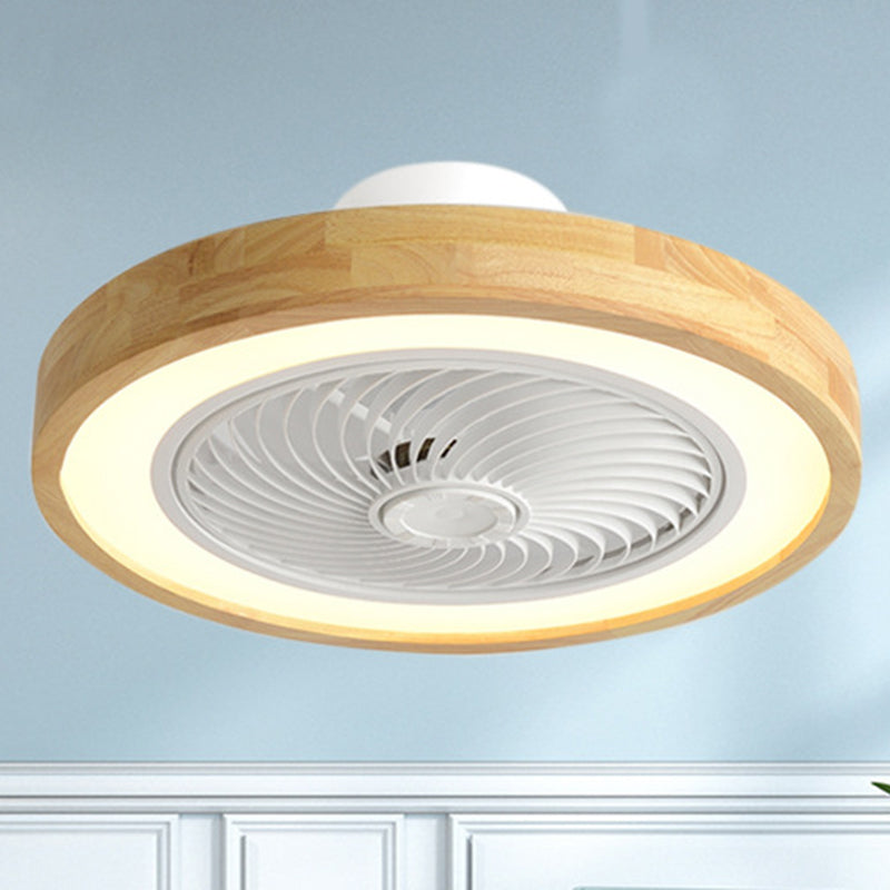 Sleek Modern Wood-Geometric LED Ceiling Fan Light — Semi-Flush Mount