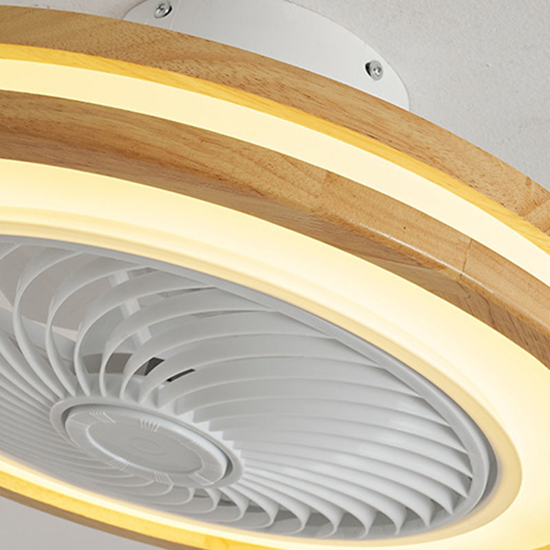 Sleek Modern Wood-Geometric LED Ceiling Fan Light — Semi-Flush Mount