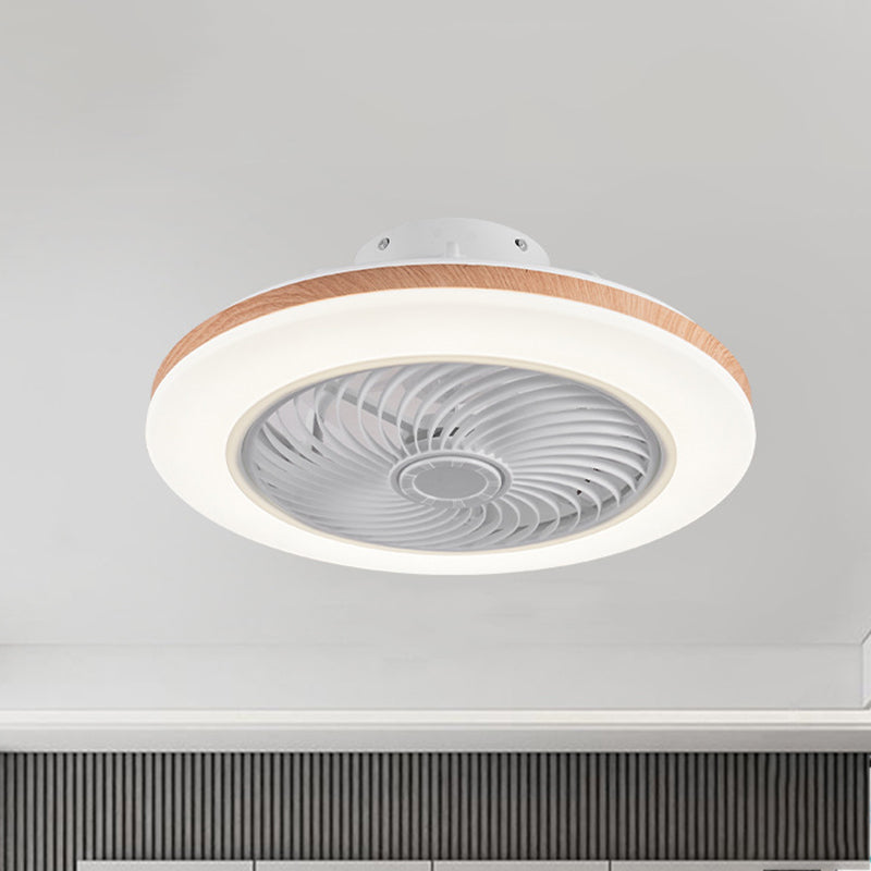 Sleek Modern Wood-Geometric LED Ceiling Fan Light — Semi-Flush Mount