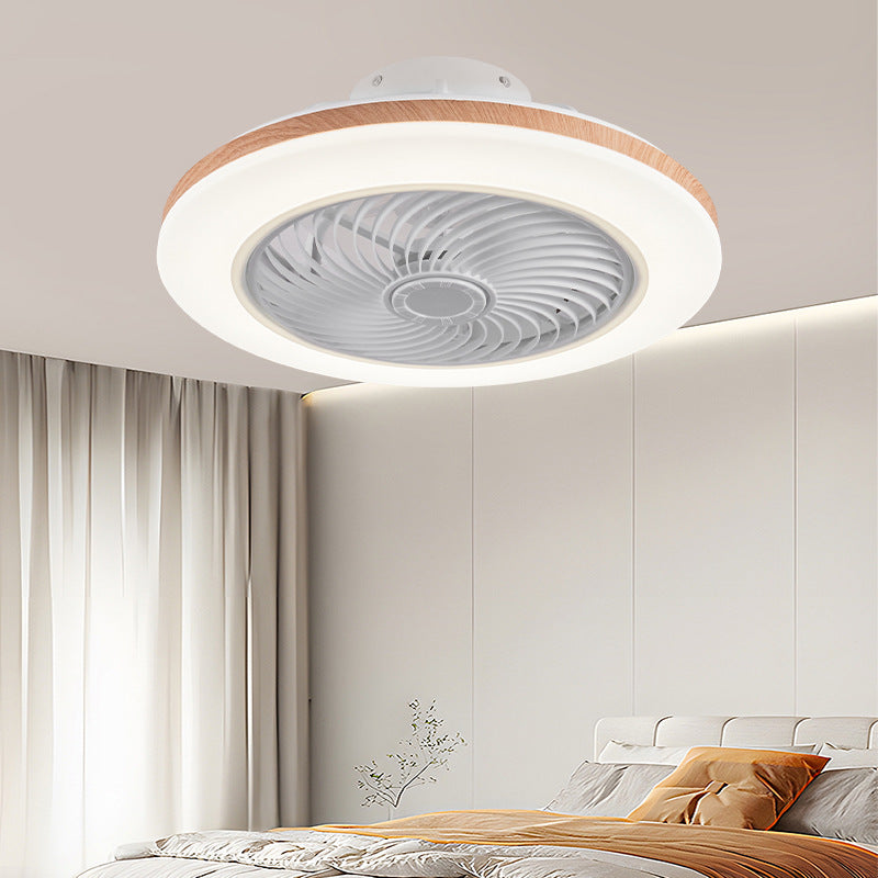 Sleek Modern Wood-Geometric LED Ceiling Fan Light — Semi-Flush Mount