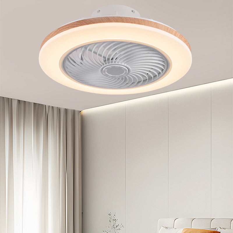 Sleek Modern Wood-Geometric LED Ceiling Fan Light — Semi-Flush Mount