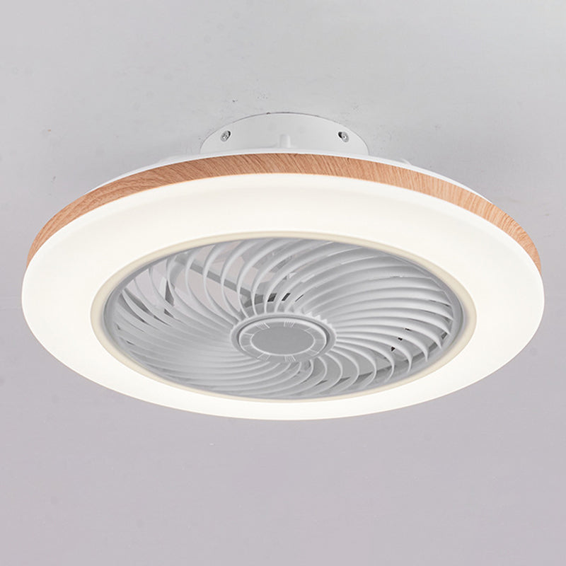 Sleek Modern Wood-Geometric LED Ceiling Fan Light — Semi-Flush Mount