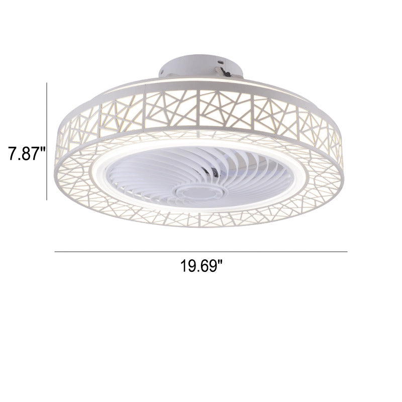 Luxurious Modern Round Lace LED Flush-Mount Ceiling Fan Light