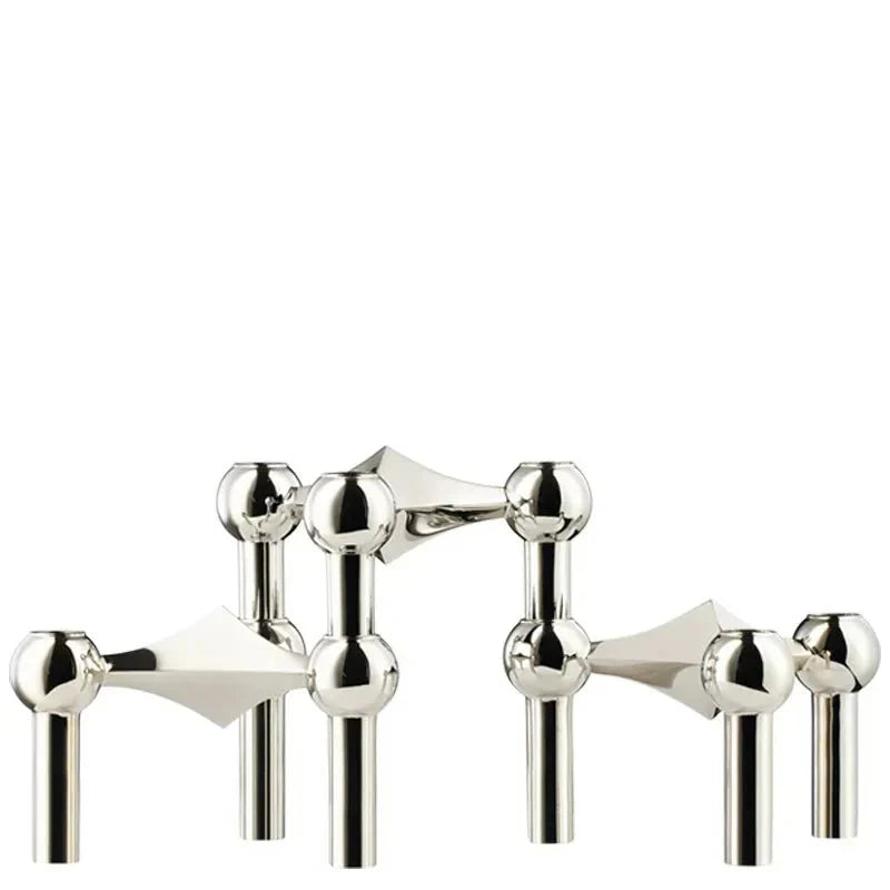 Sleek Metal Candle Holder with Modern Molecular Design