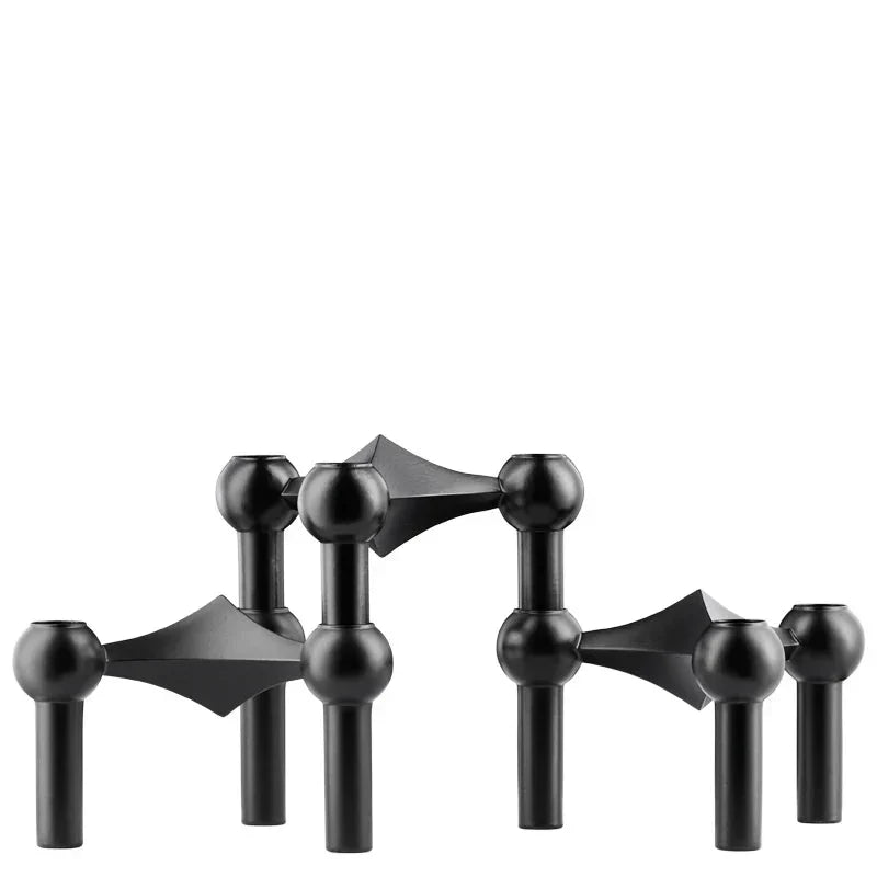 Sleek Metal Candle Holder with Modern Molecular Design