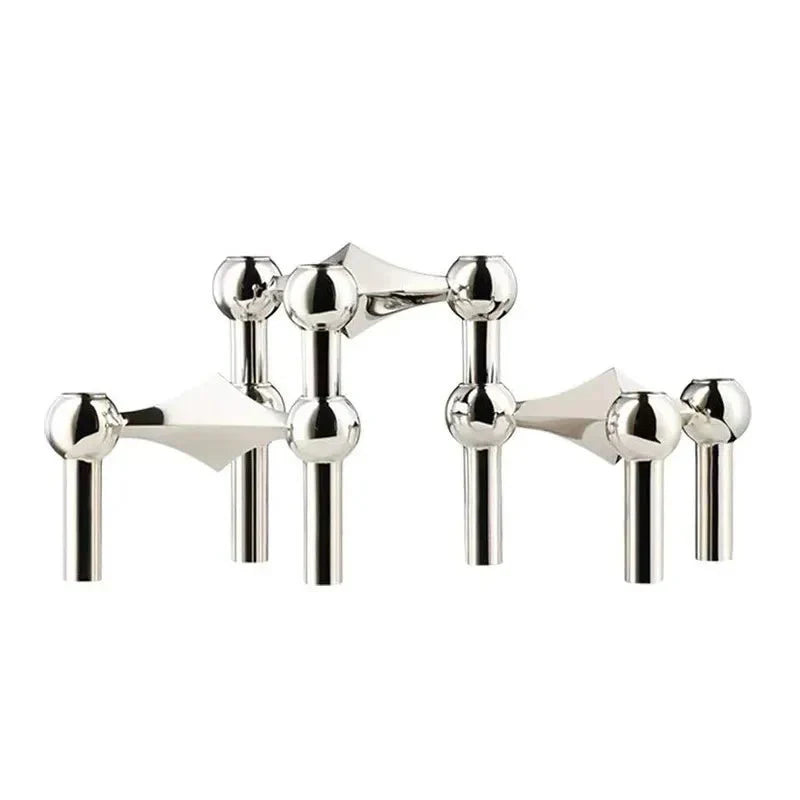 Sleek Metal Candle Holder with Modern Molecular Design