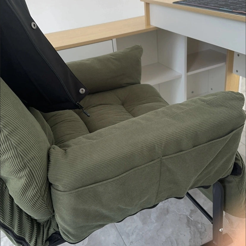 Modern Simplicity Corduroy Cotton Sponge Footrest – Adjustable Square Recliner with Iron & Carbon Steel Frame for Bedroom