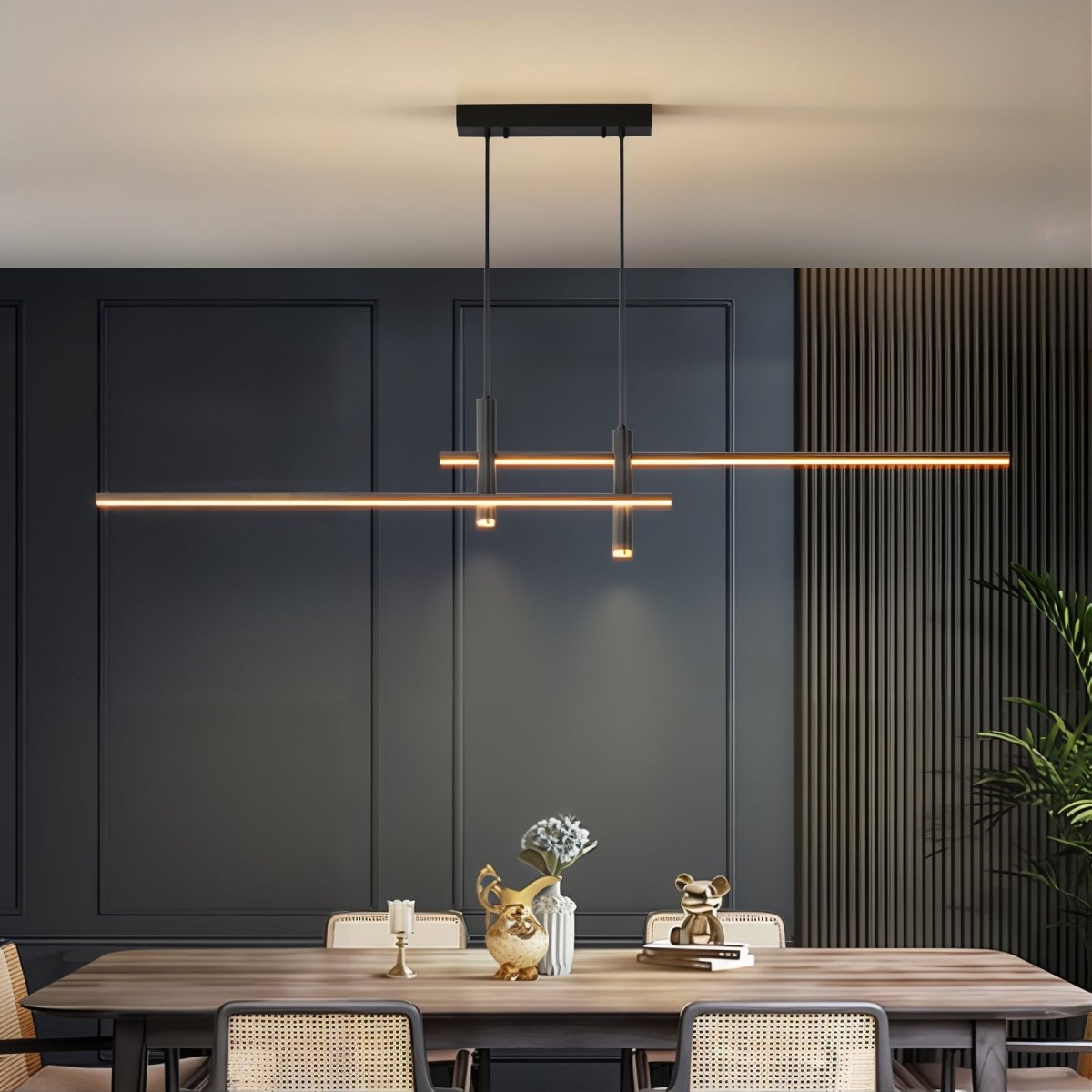 Sleek LED Linear Pendant Light with Adjustable Height
