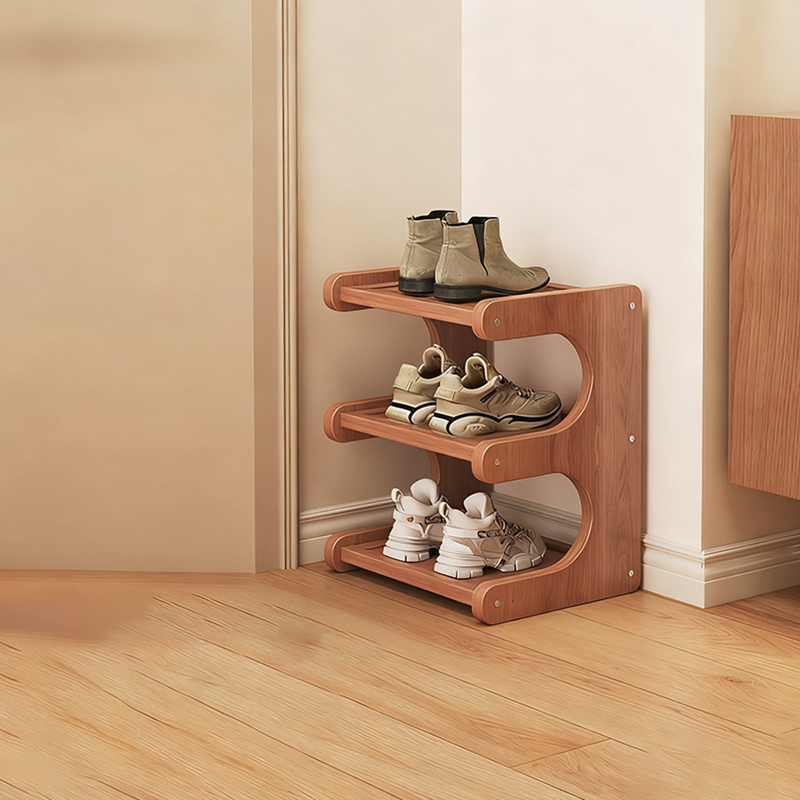 Modern Minimalist Rectangular Bamboo MDF Shoe Storage Rack - 2/3/4/5-Tier Organizer for Living Room