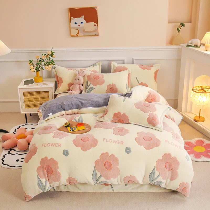 Cozy Thick Fleece Flannel Winter Duvet Cover Set β Ultra-Warm, Soft & Snug Bedding