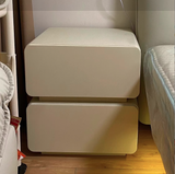 Sleek Modern Minimalist Rectangular Nightstand - 2-Drawer, Microfiber Leather Top, Solid Wood & Metal Frame for Bedroom