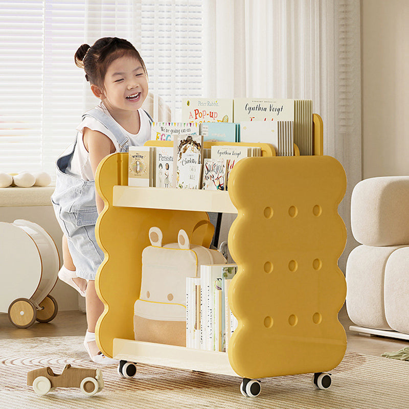 Contemporary Creative 2-Tier Square Cheese Kids' Plastic Bookshelf for Bedroom