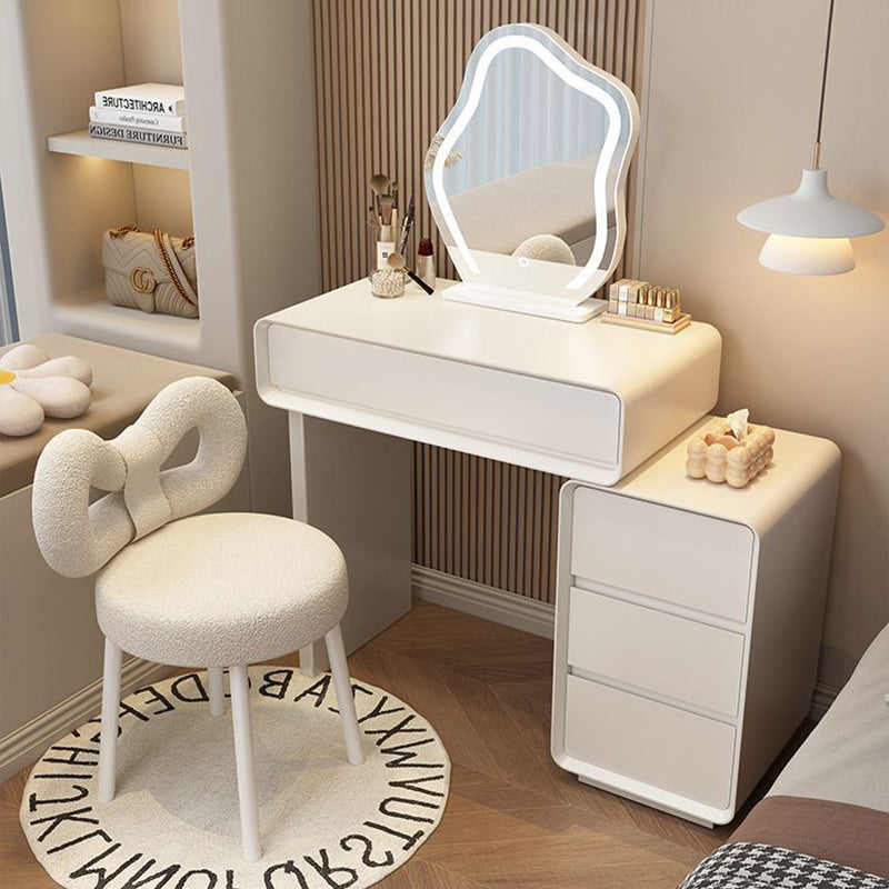 Modern Minimalist Rectangular Cat's Paw Leather Solid Wood Makeup Vanity with 5 Drawers for Bedroom