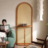 Traditional Chinese Rectangular Room Divider in Rubberwood Solid Wood with Plastic Panels and Storage Shelf – 2- or 4-Tier, for Living Room