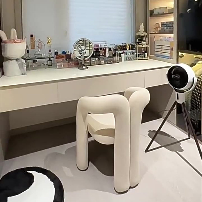 Modern Curved Velvet Vanity Stool with Iron Frame - Armless Design for Bedroom