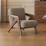 Traditional French-Style Rectangular Accent Chair in Cotton-Linen Fabric with Solid Wood Frame, Backrest and Armrests for Living Room