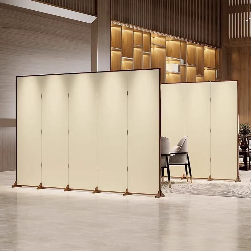 Traditional Chinese-Style Rectangular Fir Wood Room Divider - Solid Wood, Plywood, and Cotton Canvas for Living Room