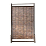 Traditional Chinese Rectangular Reed Room Divider in Solid Pine Wood for Living Room