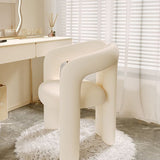 Modern Curved Velvet Vanity Stool with Iron Frame - Armless Design for Bedroom