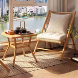 Traditional Chinese Style Square Carbon Steel Table & Chair Set with Tempered Glass Top and PE Rattan, Foldable Backrest for Outdoor Patio