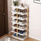 Sleek Modern Minimalist Shoe Storage Rack — Rectangular Cylinder Design, PVC & Wood, 6- or 7-Tier, for Entryways