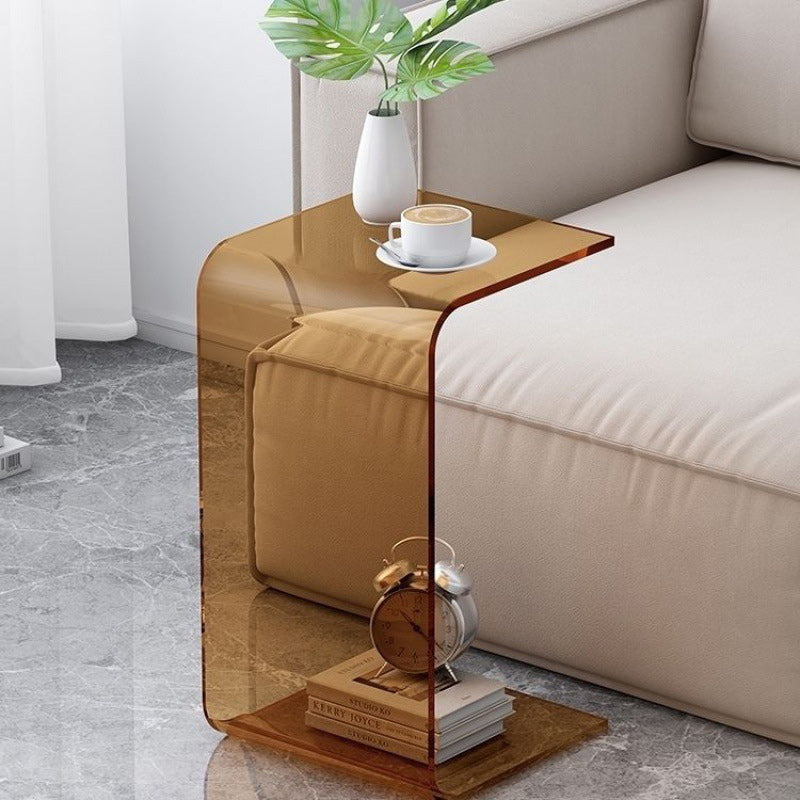 Sleek Modern Minimalist Rectangular Acrylic Side Table for Living Room
