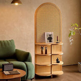 Traditional Chinese Rectangular Room Divider in Rubberwood Solid Wood with Plastic Panels and Storage Shelf – 2- or 4-Tier, for Living Room