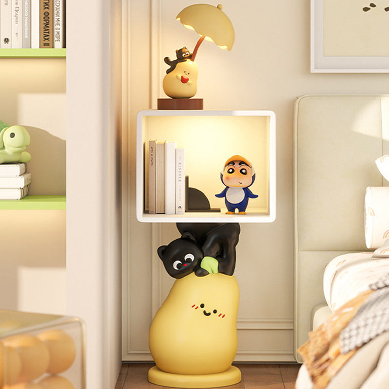 Contemporary Creative Kids Nightstand, 2-Tier MDF Resin Pear-Shaped Square for Living Room & Bedroom