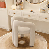 Modern Curved Velvet Vanity Stool with Iron Frame - Armless Design for Bedroom