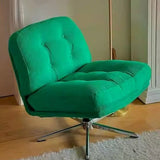 Modern Minimalist Rectangular Corduroy Accent Chair with Steel Frame and Backrest — Armless for Living Room