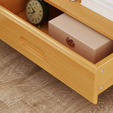 Traditional Japanese-Style Square Bamboo MDF Nightstand with 1/3 Drawer for Bedroom