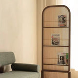 Traditional Chinese-Style Rubberwood Solid Wood Room Divider with PE Rattan Accents and 3-Tier Storage Shelf for Living Room