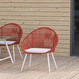 Contemporary Boho Waterproof Woven Rattan Rope Outdoor Coffee Table & Chair Set with Aluminum Alloy Slab – Round and Elliptical Patio Furniture