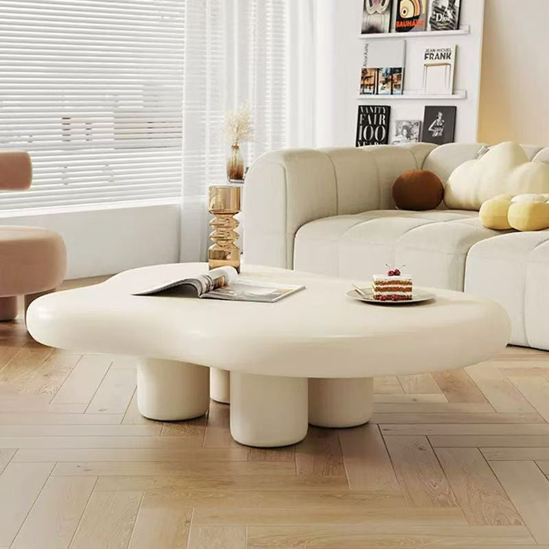 Cloud-Shaped Modern Minimalist Coffee Table with MDF Top and Carbon Steel Frame, 1-Tier, Living Room