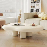 Cloud-Shaped Modern Minimalist Coffee Table with MDF Top and Carbon Steel Frame, 1-Tier, Living Room