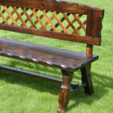 Contemporary Retro Fir Rectangular Outdoor Coffee Table & Chair Set with Lattice Design for Patio