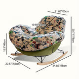 Nordic Contemporary Flannelette Recliner with Iron Frame and Solid Wood – Oval Curved Backrest and Armrests for Living Room