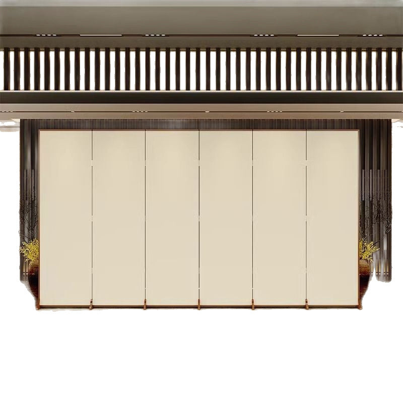 Traditional Chinese-Style Rectangular Fir Wood Room Divider - Solid Wood, Plywood, and Cotton Canvas for Living Room