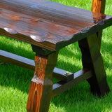 Contemporary Retro Fir Rectangular Outdoor Coffee Table & Chair Set with Lattice Design for Patio