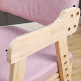 Modern Minimalist Adjustable Kids Chair in Solid Pine Wood with Cotton-Linen Upholstery and Foam Cushion for Bedroom