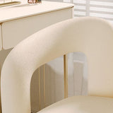 Modern Curved Velvet Vanity Stool with Iron Frame - Armless Design for Bedroom