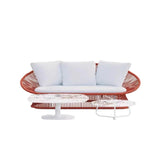 Contemporary Boho Waterproof Woven Rattan Rope Outdoor Coffee Table & Chair Set with Aluminum Alloy Slab – Round and Elliptical Patio Furniture