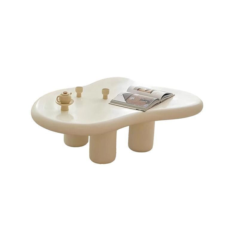 Cloud-Shaped Modern Minimalist Coffee Table with MDF Top and Carbon Steel Frame, 1-Tier, Living Room