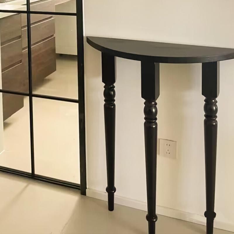 Traditional French Half-Circle Console Table in Solid Pine Wood - Elegant Entryway Accent