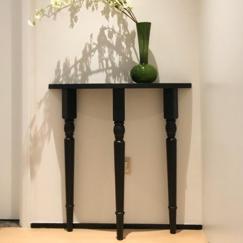 Traditional French Half-Circle Console Table in Solid Pine Wood - Elegant Entryway Accent