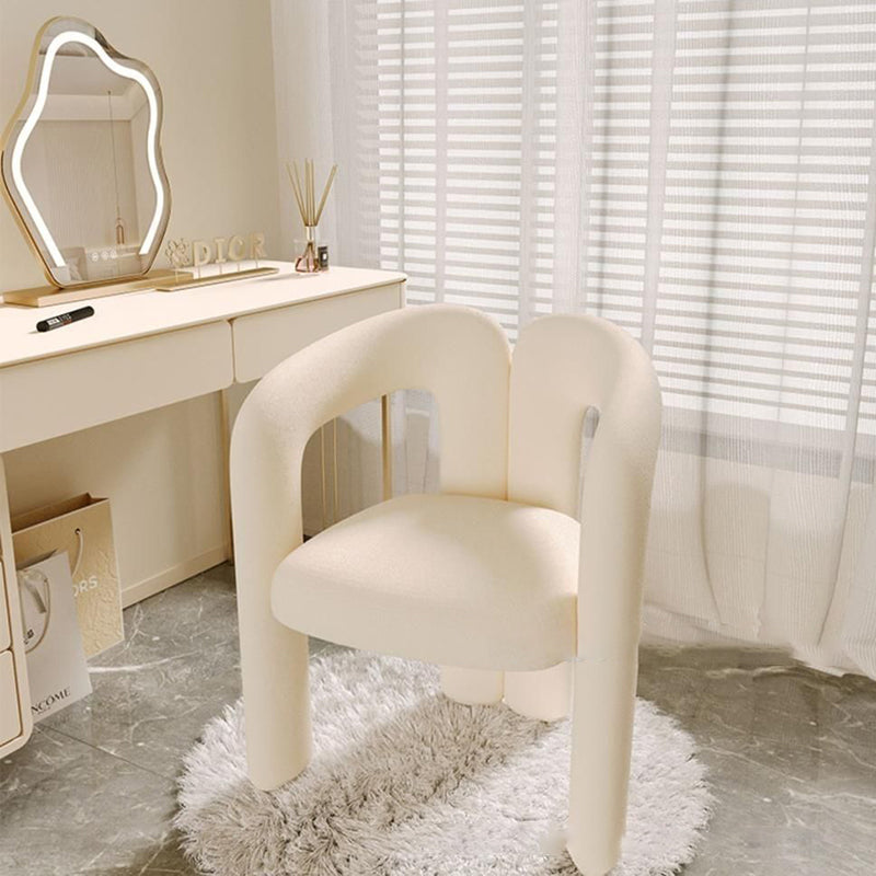 Modern Curved Velvet Vanity Stool with Iron Frame - Armless Design for Bedroom