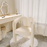 Modern Curved Velvet Vanity Stool with Iron Frame - Armless Design for Bedroom