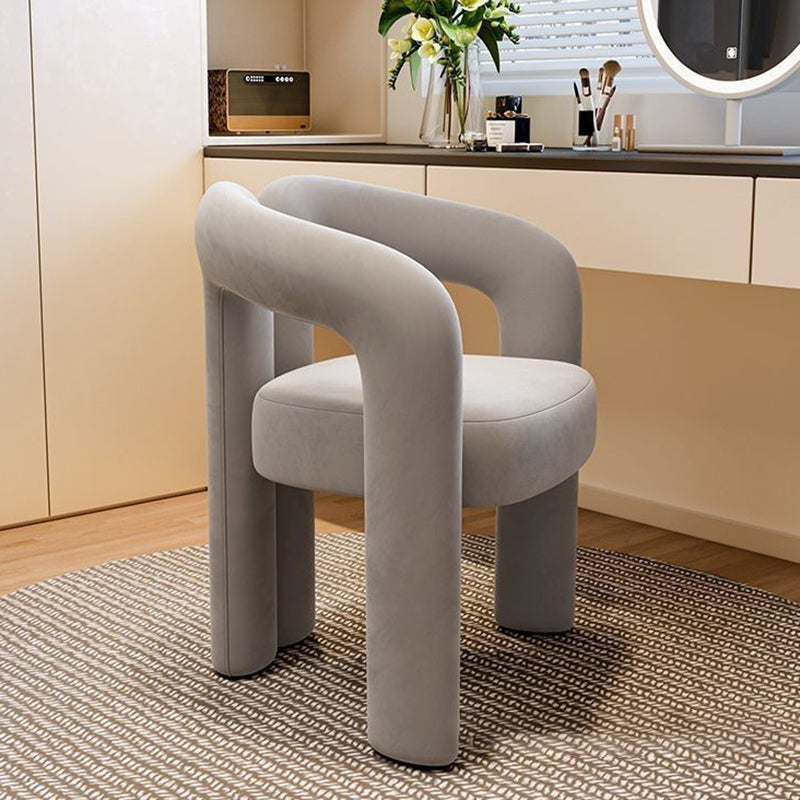 Modern Curved Velvet Vanity Stool with Iron Frame - Armless Design for Bedroom